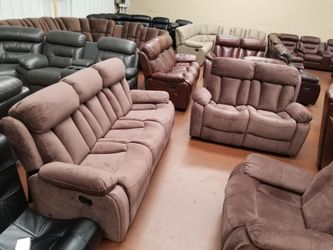 Brand new shava burgandy microsweet 2 pc recliner living room set sofa and loveseat