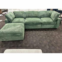 135'Inch 4PC Modular sofa set Green corduroy fabric
