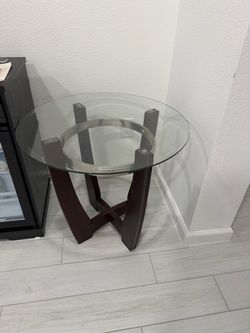 Round Glass Top End Table