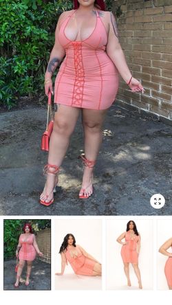 Plus size orange mini dress