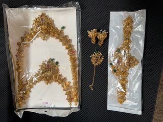 Indian Bridal Gold-Tone Temple Jewelry Set