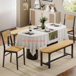 Dining Chairs Set of 4,Dining Room Chair with 2 Chairs & 2 Benches,MDF Board and Metal Frame,Kitchen Chairs for Home, Apartment, or Small Space,No Tab