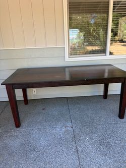 Free Wood Dining Table with 6 Blue Chairs