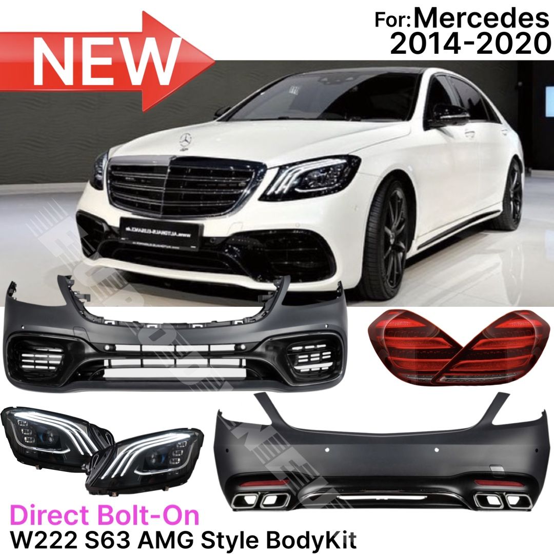 Mercedes W222 S63 Amg Style 14-20 Body Kit Front Rear Bumper Grill Muffler Tips Headlights Tail Lights Fits S550 S560