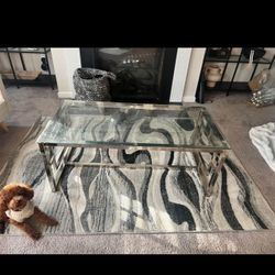 Glass End Table And Coffee Table 
