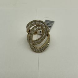 RING 14KT YELLOW GOLD, 9 GRAMS, 7” SIZE, NATURAL DIAMONDS 