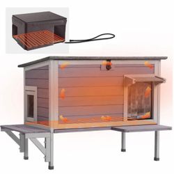 Air91–H Wooden Heated Cat House AIR91-IN-HP with Removable Heating Pad