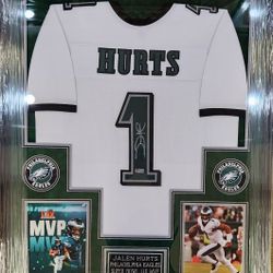 Eagles Jalen Hurts Signed, JSA-Certified, Deluxe-Framed Jersey 