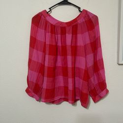 Cato Red and Pink Checkered Blouse