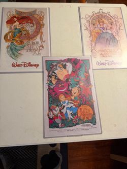 DISNEY MOVIE POSTERS- CINDREILLA-LITTLE MERMAID-ALICE IN WONDERLAND