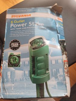 Outdoor Power Stake With Timer & Photocell Sensor