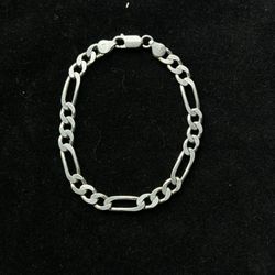 Solid Silver Figaro Link Bracelet 