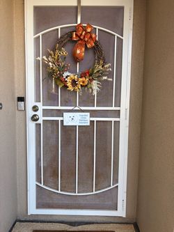 36in white security screen door