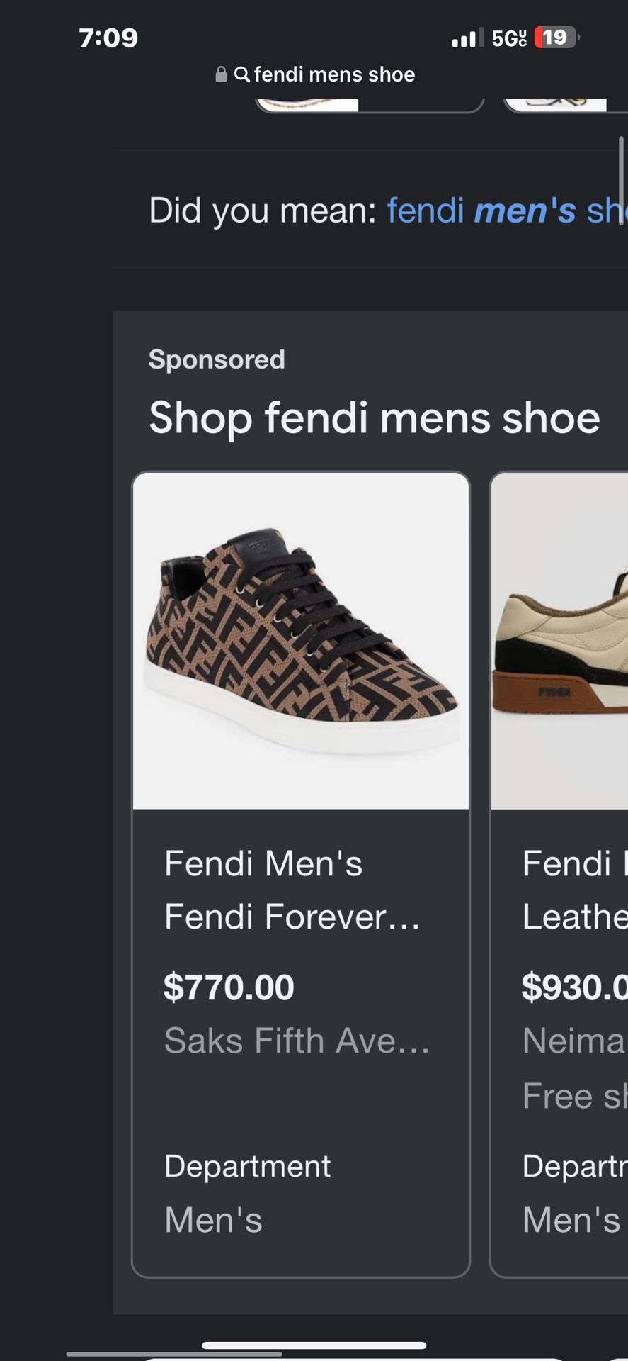 Men’s Fendi Shoe Sz 7