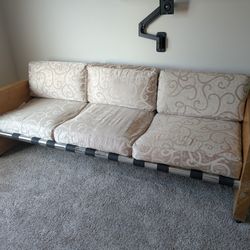 Retro Modern Contemporary Wood With Chrome Sofa