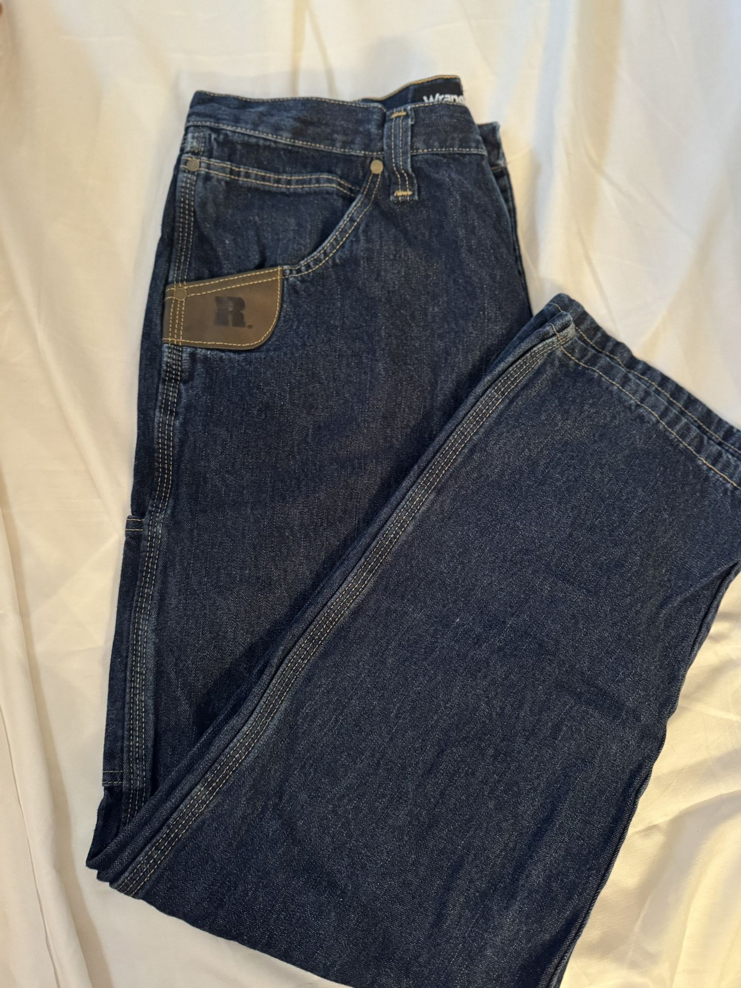 Wrangler Riggs Workwear Jeans Mens 35x30 Blue Dura Shield Denim Carpenter Adult