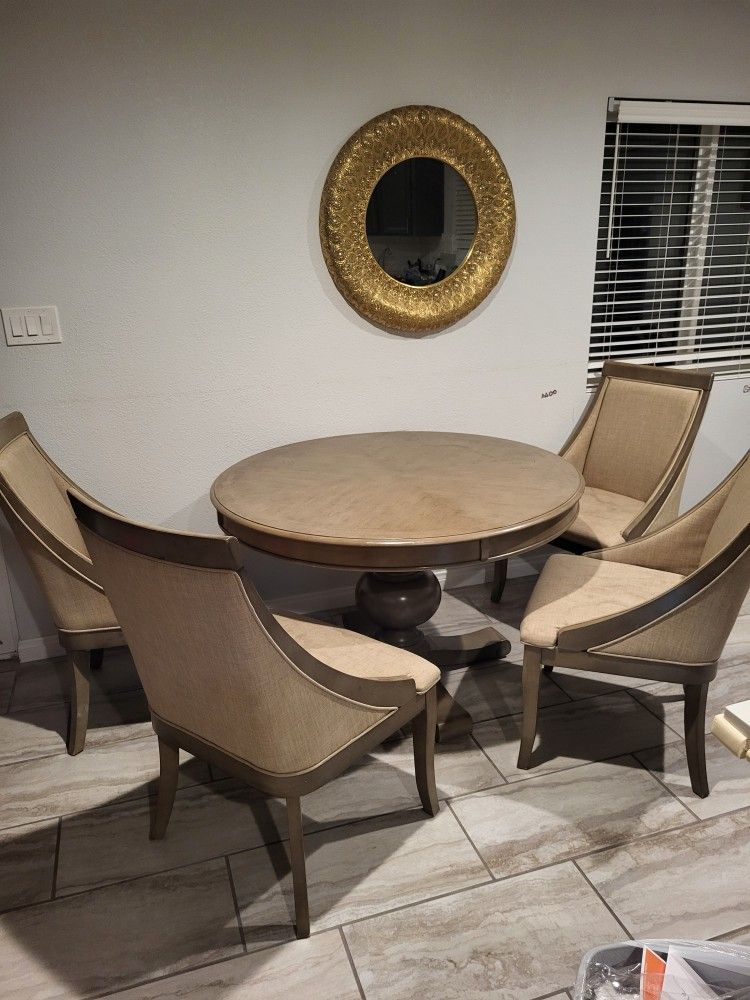 Round Wooden Table + Chairs