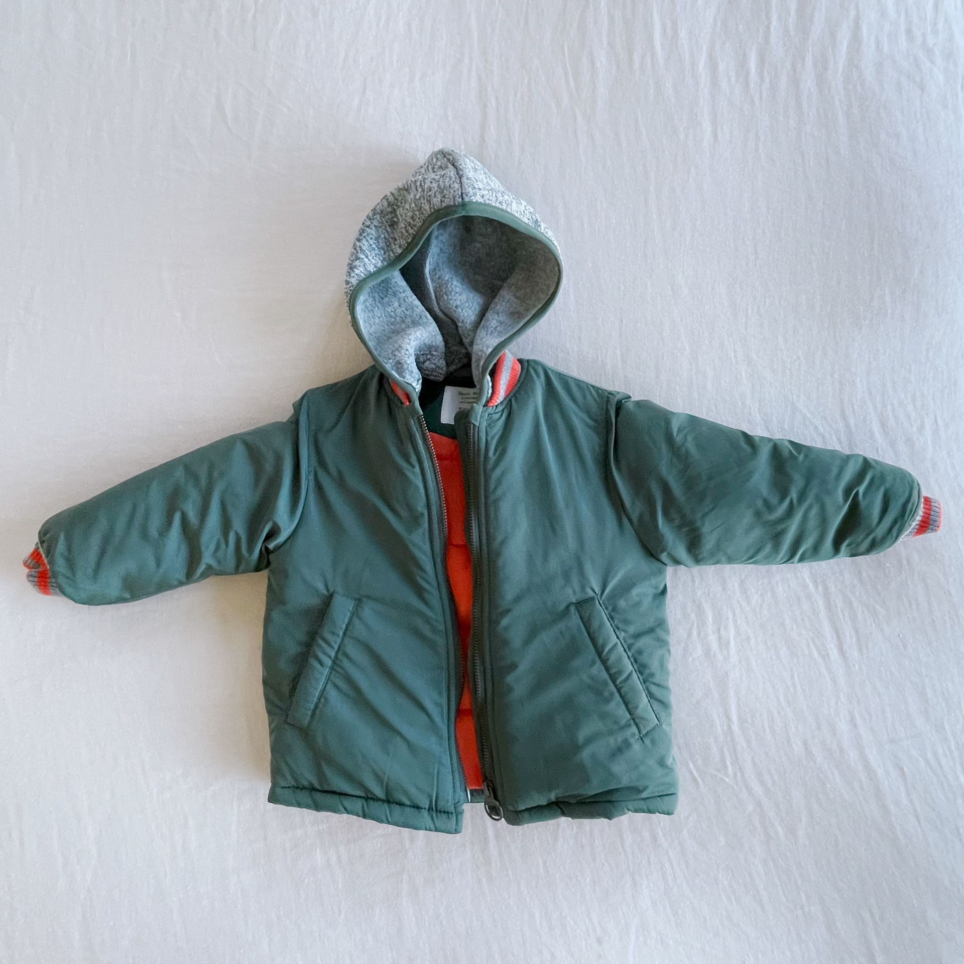 Infant/toddler Green ZARA Winter Puffer Coat Hooded Jacket 12-18 months
