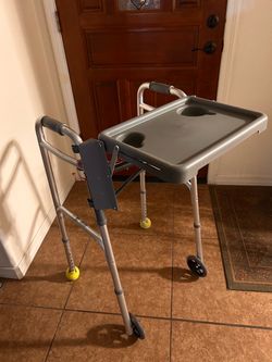 Folding Walker with Wheels and Tray