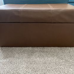 Storage Ottoman Cognac Faux Leather 