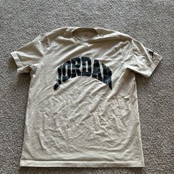 Air Jordan T Shirt Tan Plaid Logo Short Sleeve Crew Neck Mens Size L