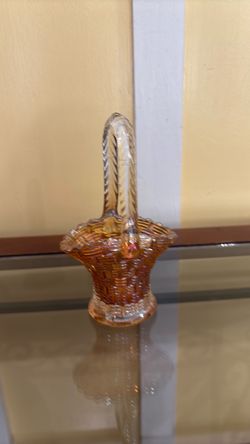 Vintage Marigold Carnival Glass Basket