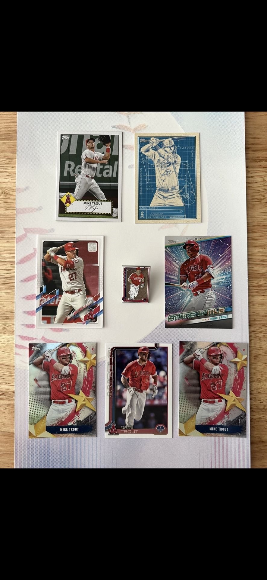 Baseball Cards & 6 Pins