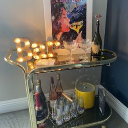 Vintage 1970s Italian Hollywood Regency Bar Cart