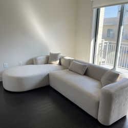 Mellow Velvet Curved 2-Piece Sectional Sofa by Acanva — Like New (No Box)