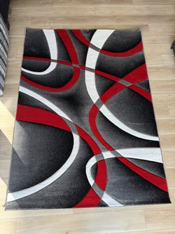 $190 – Brand New 5x8 Area Rug – Grey/Red | Made in Turkey