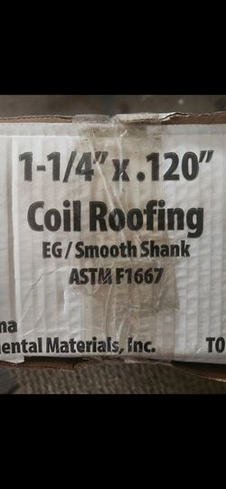 1-1/4" x.120" Coil Roofing EG/Smooth Shank ASTM F1667