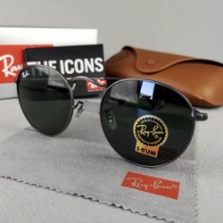 Ray Ban Black Classic real glass lenses Round Retro Black Frame Unisex Standard size 50mm w/Accessories Like New