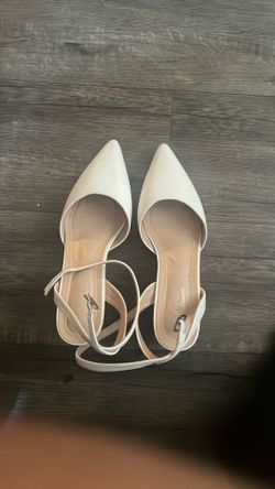 White heels, closed toe
