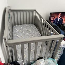 Grey Crib W/ Drawer At Bottom!!!