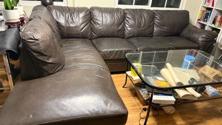 Genuine Leather Sectional Sofa – Brow