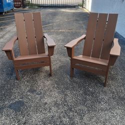 NEW, 2, "ARIONDACK" FIBERGLASS CONSTRUCTION WITH STAINLESS STEEL CHAIRS, GREAT FOR ANY OUTDOOR USE, PRICED TO SELL!!!