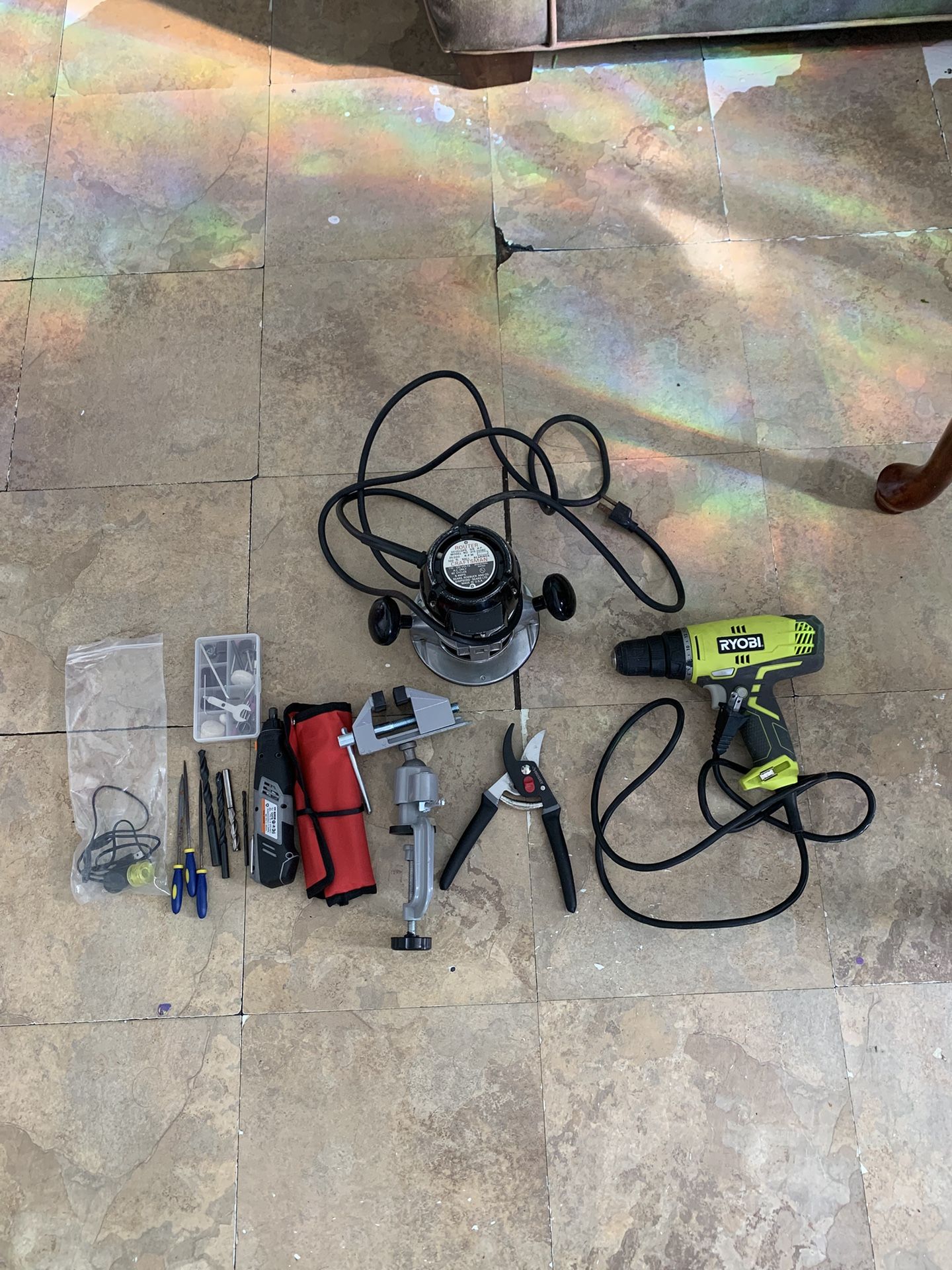 Router ,Drill And Dremel With Other Tools