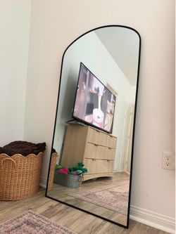 Large Modern Arched Black Floor Mirror | Full-Length | Excellent Condition