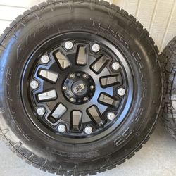 Set of Nitro Terra Grappler G2 Tires and Vision Armor Black Rims