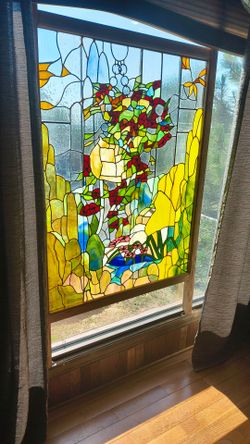 Original Stained Glass Window - Handmade One of a Kind Art Glass Panel 20 years old