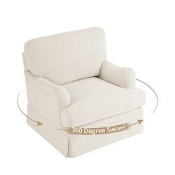 Deep Seat Single Sofa Fabric Swivel Armchair, Single-Seater Living Room Accent Chair - 32.7 in. W x 32.7 in. D x 35 in. H