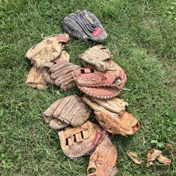 Old antique vintage baseball gloves, rare