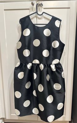 kate spade new york Breezy Dot Fit-and-flare Dress Black White Size 14