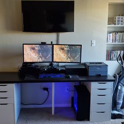 Large IKEA Desk With Alex Drawers