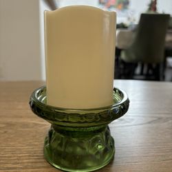 Green Glass Candle Holder