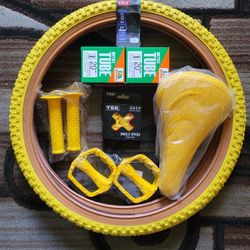 NEW Bicycle Bmx Parts Bundle 20" Yellow Classic 