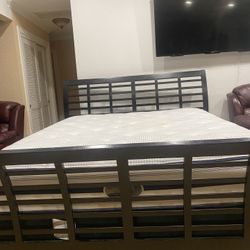 Cal King Bad Frame,box Spring And Mattress 