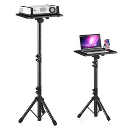 Projector Stand Tripod For 23.5" to 46.5", DECOSIS Laptop Tripod Stand Height Adjustable with Gooseneck Phone Holder, Laptop Floor Stand for Office, H