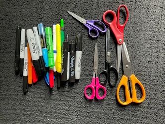 Scissors and Pens/Markers – ALL NEW/UNUSED