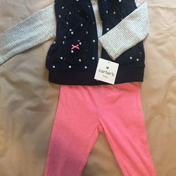Carter’s Baby Girl 3 Piece Outfit. New With Tags 6 Mos